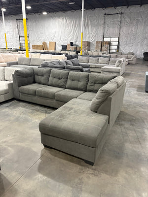 Gray ASHLEY Chaise Sectional w/ Stitching