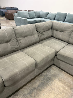 Gray ASHLEY Chaise Sectional w/ Stitching