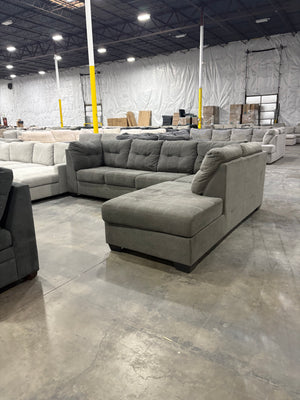 Gray ASHLEY Chaise Sectional w/ Stitching