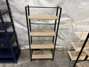 Modern Industrial 4-Tier Bookshelf with Black Metal Frame