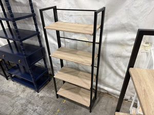 Modern Industrial 4-Tier Bookshelf with Black Metal Frame