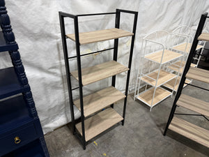Modern Industrial 4-Tier Bookshelf with Black Metal Frame
