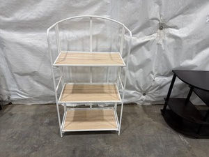 Modern White Metal 3-Tier Baker’s Rack with Wood Shelves