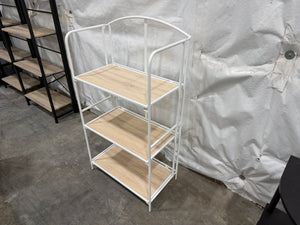 Modern White Metal 3-Tier Baker’s Rack with Wood Shelves