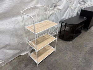 Modern White Metal 3-Tier Baker’s Rack with Wood Shelves