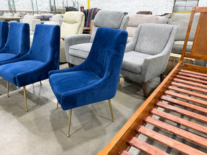 Modern Royal Blue Velvet Accent Chair with Gold Legs