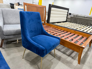 Modern Royal Blue Velvet Accent Chair with Gold Legs