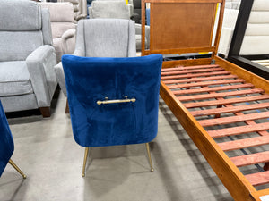 Modern Royal Blue Velvet Accent Chair with Gold Legs