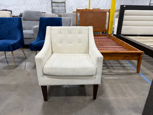 Mid-Century Modern Cream Tufted Accent Chair
