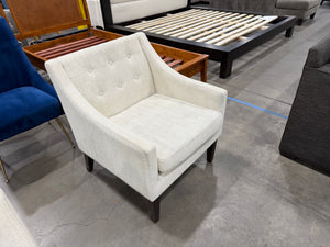 Mid-Century Modern Cream Tufted Accent Chair