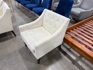 Mid-Century Modern Cream Tufted Accent Chair