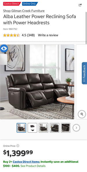 Alba Leather Power Sofa
