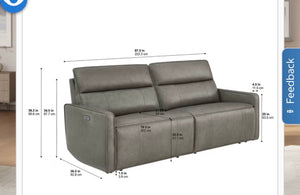 Henredon Keira Leather Power Reclining Sofa with Power Headrests