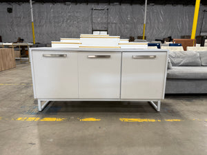 Modern White 3-Door Sideboard / Buffet Cabinet with Metal Legs