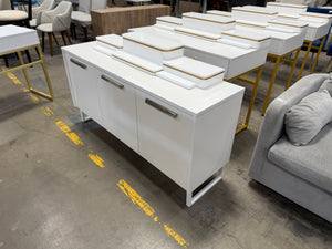 Modern White 3-Door Sideboard / Buffet Cabinet with Metal Legs