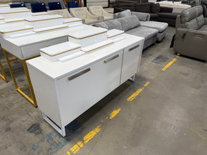 Modern White 3-Door Sideboard / Buffet Cabinet with Metal Legs