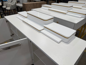 Modern White 3-Door Sideboard / Buffet Cabinet with Metal Legs