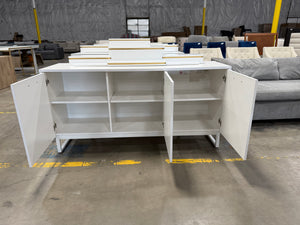 Modern White 3-Door Sideboard / Buffet Cabinet with Metal Legs