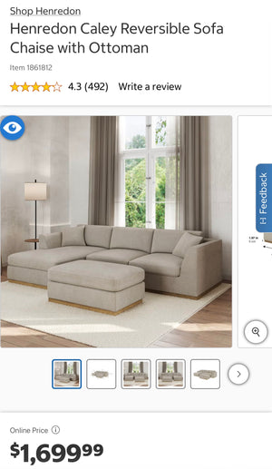 Henredon Caley Reversible Sofa Chaise with Ottoman