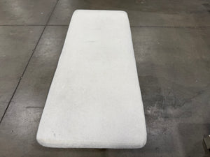 Modern White Bouclé Bench with Gold Geometric Legs