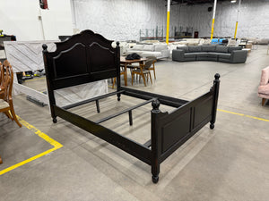 Traditional Black Wood Queen Bed Frame with Arched Headboard & Footboard