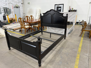 Traditional Black Wood Queen Bed Frame with Arched Headboard & Footboard