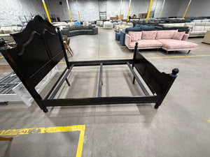 Traditional Black Wood Queen Bed Frame with Arched Headboard & Footboard