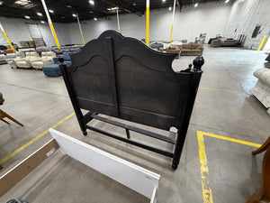 Traditional Black Wood Queen Bed Frame with Arched Headboard & Footboard