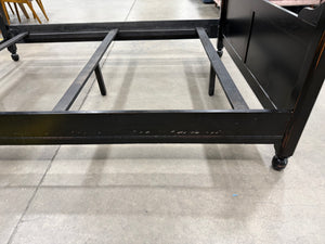 Traditional Black Wood Queen Bed Frame with Arched Headboard & Footboard