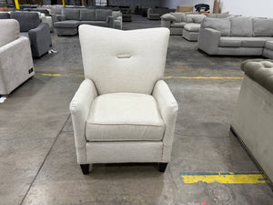 Cream Upholstered High-Back Accent Chair