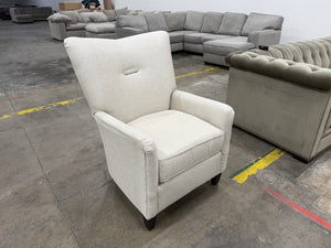 Cream Upholstered High-Back Accent Chair