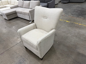 Cream Upholstered High-Back Accent Chair