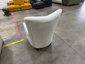 Cream Upholstered High-Back Accent Chair