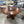 Large Round Wood Pedestal Dining Table with Lazy Susan