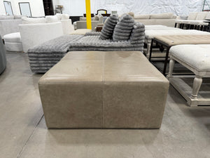 Interior Define Conor Leather Square Coffee Table Ottoman