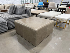 Interior Define Conor Leather Square Coffee Table Ottoman