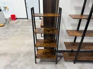 Industrial 4-Tier Narrow Bookshelf with Rustic Wood Shelves & Black Metal Frame