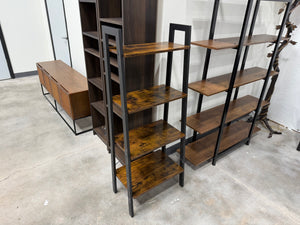 Industrial 4-Tier Narrow Bookshelf with Rustic Wood Shelves & Black Metal Frame