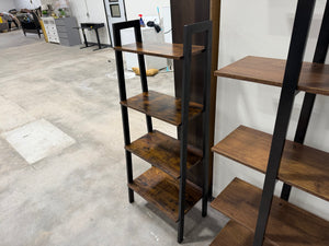Industrial 4-Tier Narrow Bookshelf with Rustic Wood Shelves & Black Metal Frame