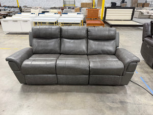 Grey Leather Electric Recliner Sofa