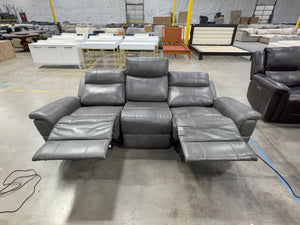 Grey Leather Electric Recliner Sofa