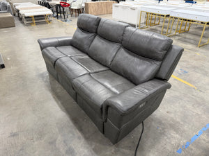 Grey Leather Electric Recliner Sofa