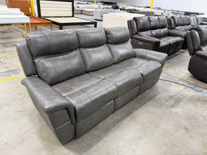 Grey Leather Electric Recliner Sofa