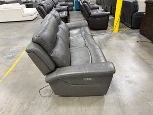 Grey Leather Electric Recliner Sofa