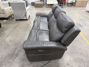 Grey Leather Electric Recliner Sofa