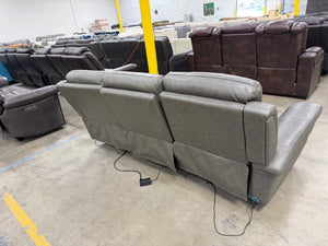 Grey Leather Electric Recliner Sofa
