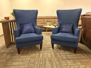 Blue Wing Back Chair Set
