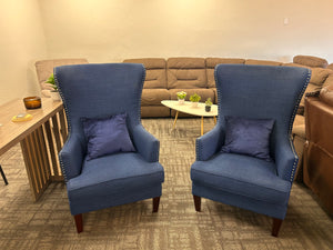 Blue Wing Back Chair Set