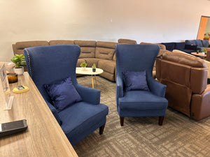 Blue Wing Back Chair Set