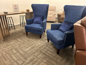 Blue Wing Back Chair Set